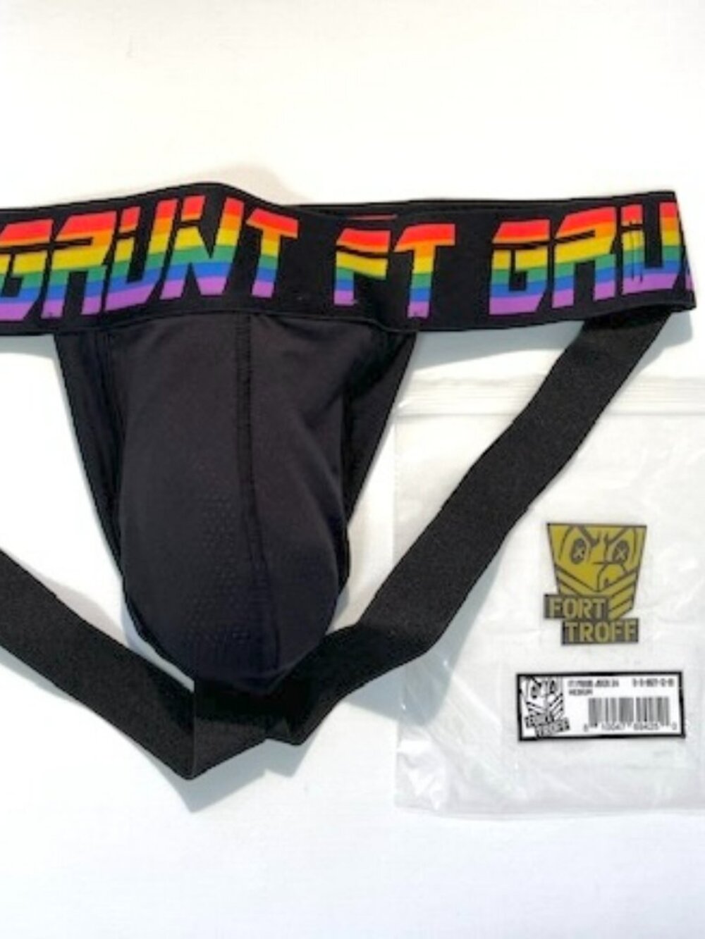 FORT TROFF Size M Grunt PRIDE Athletic Supporter- Black/PRIDE Colors - Jock